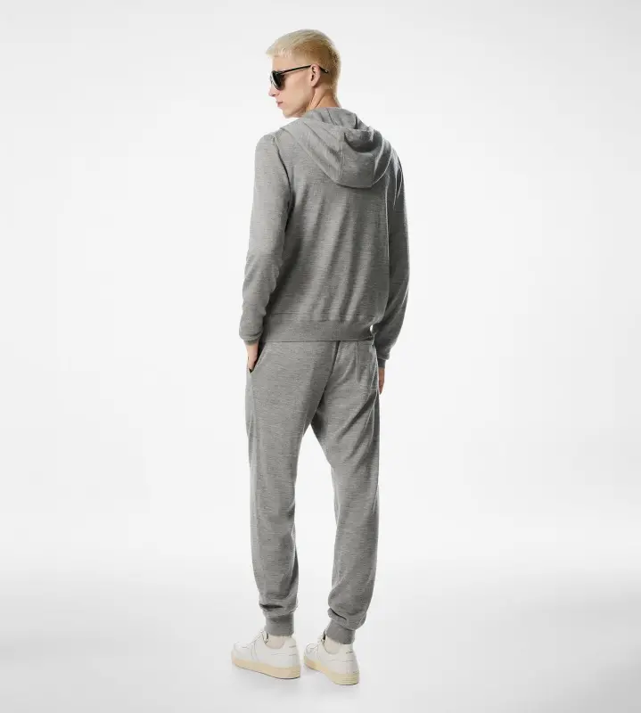 CASHMERE SILK ZIP HOODIE GREY MELANGE online